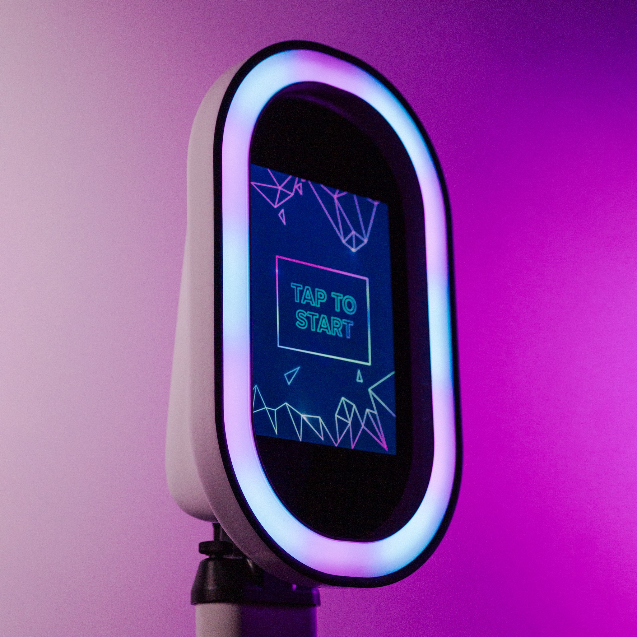 321Klik photobooth startscherm met paarse achtergrond